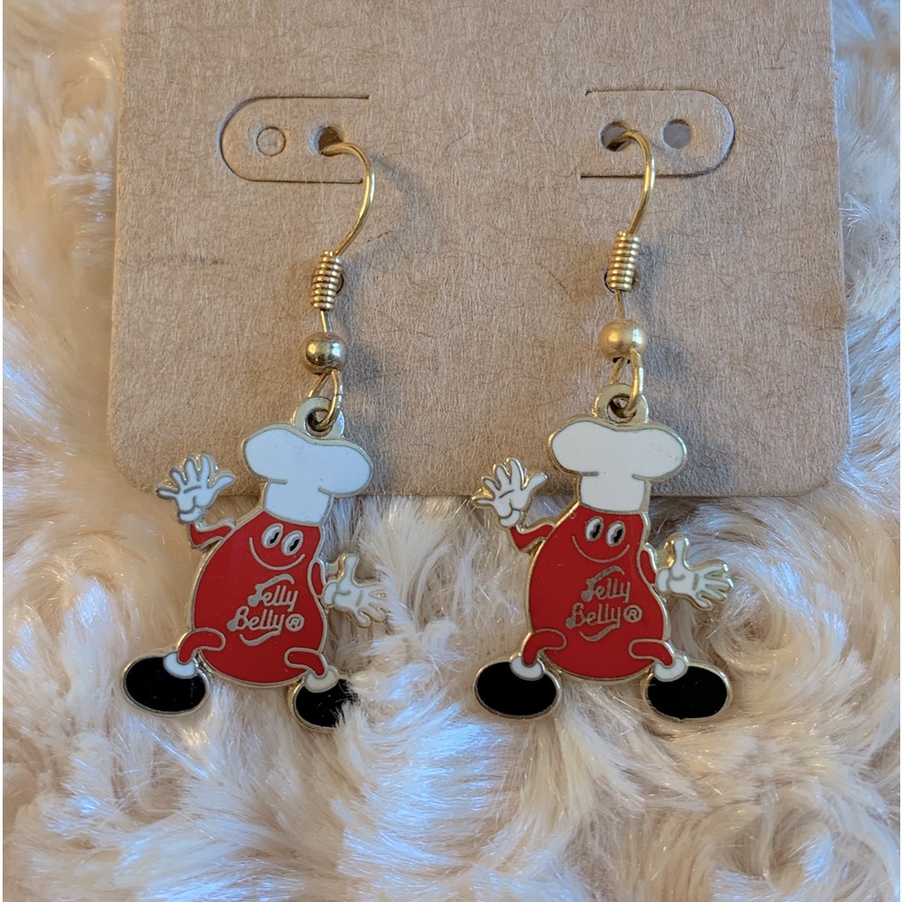 Jelly Bean Candy Red Chef Novelty Dangle Earrings